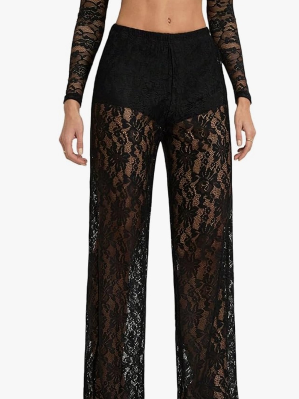 *NWOT* Floral Lace Sheer Straight Leg Pants